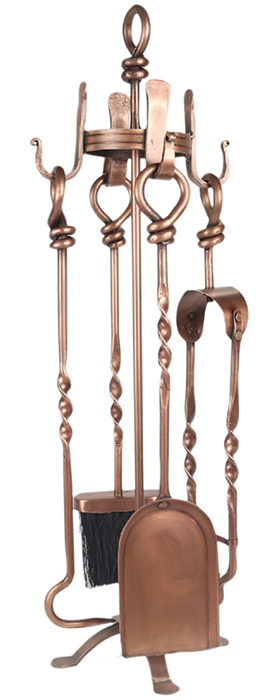 Twist Wrought Iron Fire Tool Copper Finish - Click Image to Close